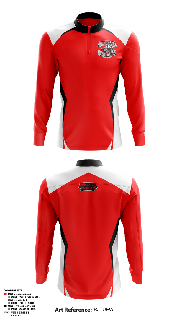 Quarter Zip Jacket, Homer Jr. Knights, Men's Basketball, Teamtime, Team time, sublimation, custom sports apparel, team uniforms, spirit wear, spiritwear, sports uniforms, custom shirts, team store, custom team store, fundraiser sports, apparel fundraiser
