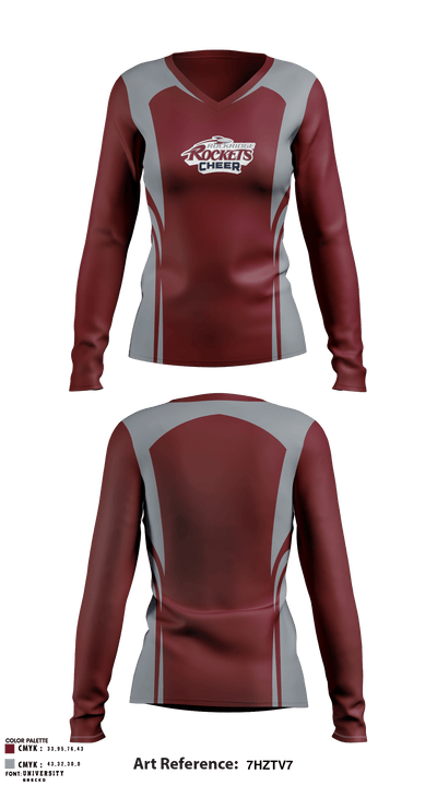 Rockridge High School Cheer 75041057 Women's Long Sleeve V-neck Shirt - 1