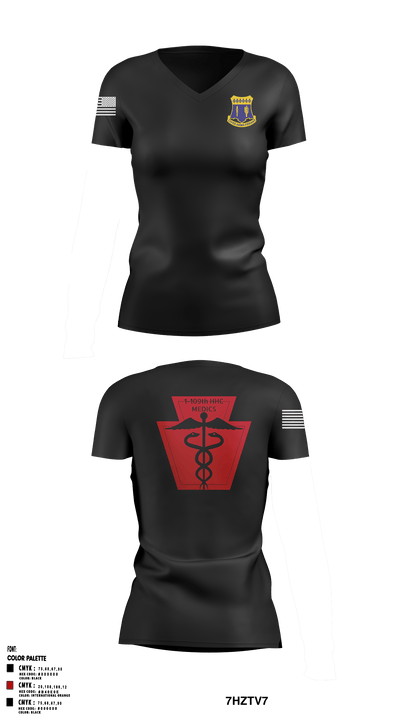 1-109th HHC Medic Platoon 67967720 Women's Short Sleeve V-neck Shirt - 2
