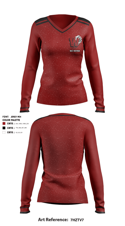 Walt Whitman Gymnastics 88529847 Women's Long Sleeve V-neck Shirt - 1