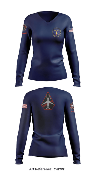 Women's Long Sleeve Vneck Shirt, VP-10 Red Lancers, Navy, Teamtime, Team time, sublimation, custom sports apparel, team uniforms, spirit wear, spiritwear, sports uniforms, custom shirts, team store, custom team store, fundraiser sports, apparel fundraiser