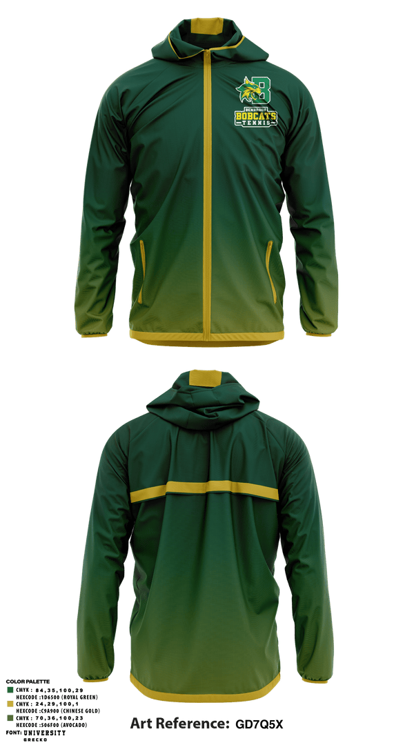 Windbreaker, Bobcat Tennis, Tennis, Teamtime, Team time, sublimation, custom sports apparel, team uniforms, spirit wear, spiritwear, sports uniforms, custom shirts, team store, custom team store, fundraiser sports, apparel fundraiser