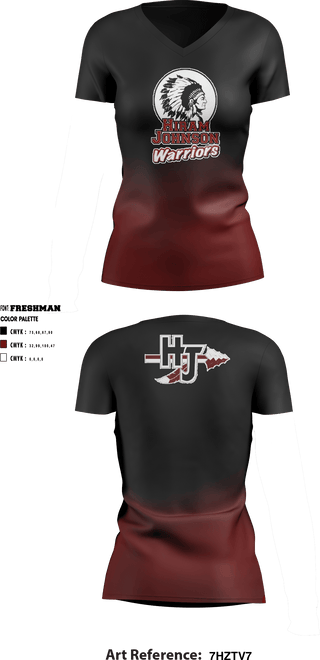 Women's Short Sleeve Vneck Shirt, Hiram Johnson High School, School Spirit Store, Teamtime, Team time, sublimation, custom sports apparel, team uniforms, spirit wear, spiritwear, sports uniforms, custom shirts, team store, custom team store, fundraiser sports, apparel fundraiser