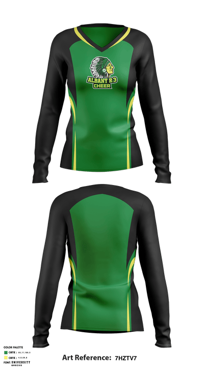 Albany R-3 School Cheer 1481341 Women's Long Sleeve V-neck Shirt - 1
