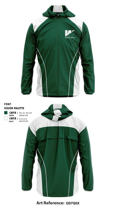 Wakefield High School Softball 45699229 Windbreaker - 1