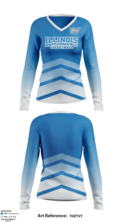 Illinois Performance Volleyball 65801807 Women's Long Sleeve V-neck Shirt - 1
