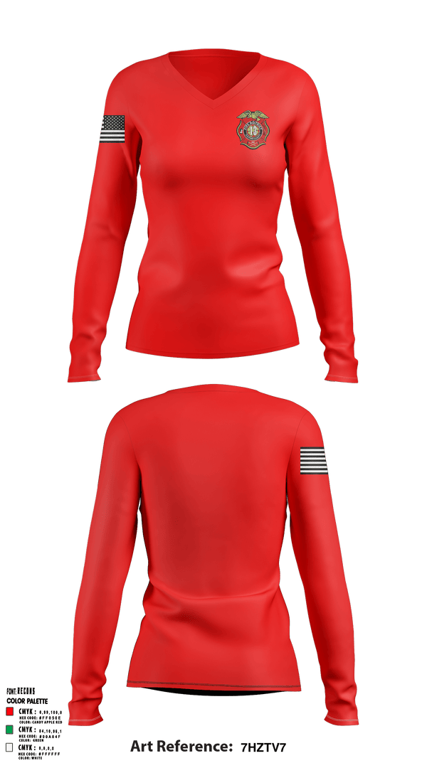 Women's Long Sleeve Vneck Shirt, , Fire Department, Teamtime, Team time, sublimation, custom sports apparel, team uniforms, spirit wear, spiritwear, sports uniforms, custom shirts, team store, custom team store, fundraiser sports, apparel fundraiser