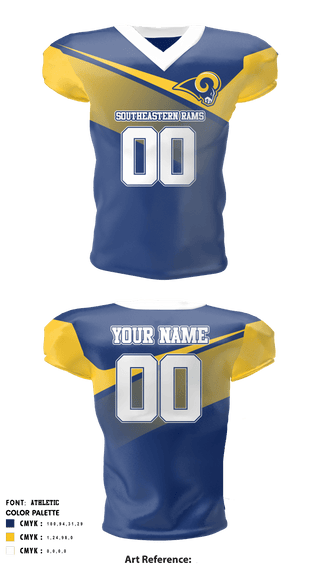 Football Jersey, Southeastern Rams, Football, Teamtime, Team time, sublimation, custom sports apparel, team uniforms, spirit wear, spiritwear, sports uniforms, custom shirts, team store, custom team store, fundraiser sports, apparel fundraiser