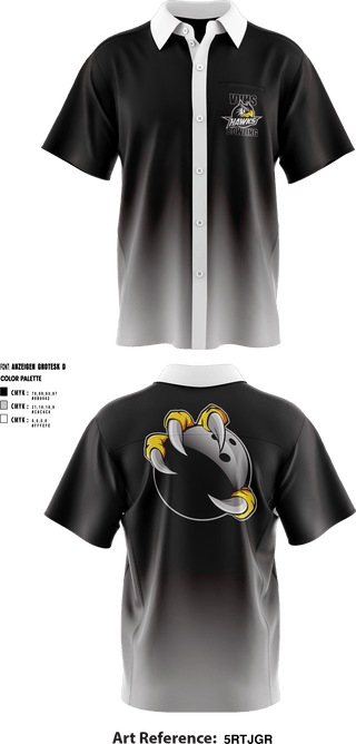 Short Sleeve Bowling Jersey, Volcano Vista Hawks, Bowling, Teamtime, Team time, sublimation, custom sports apparel, team uniforms, spirit wear, spiritwear, sports uniforms, custom shirts, team store, custom team store, fundraiser sports, apparel fundraiser