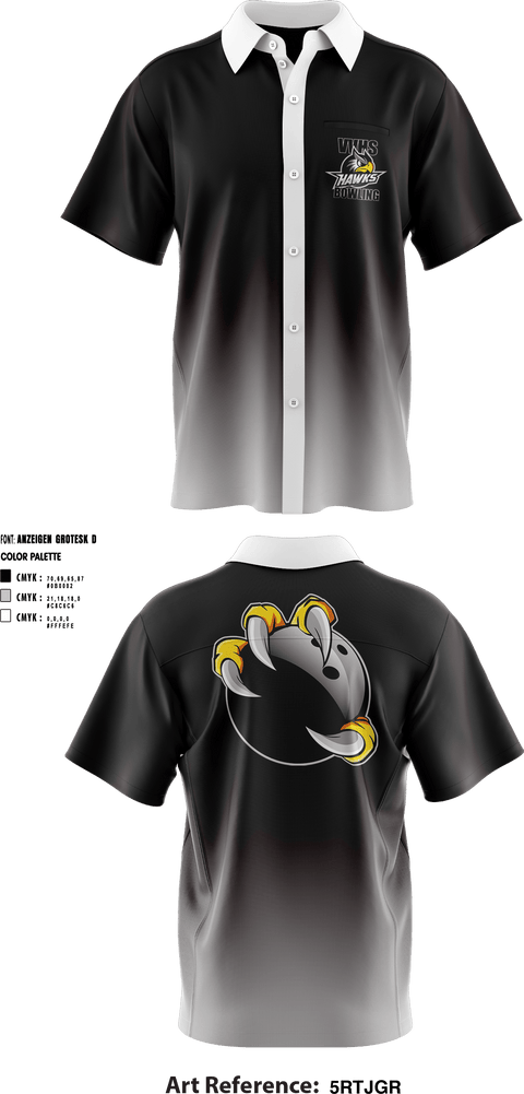 Short Sleeve Bowling Jersey, Volcano Vista Hawks, Bowling, Teamtime, Team time, sublimation, custom sports apparel, team uniforms, spirit wear, spiritwear, sports uniforms, custom shirts, team store, custom team store, fundraiser sports, apparel fundraiser