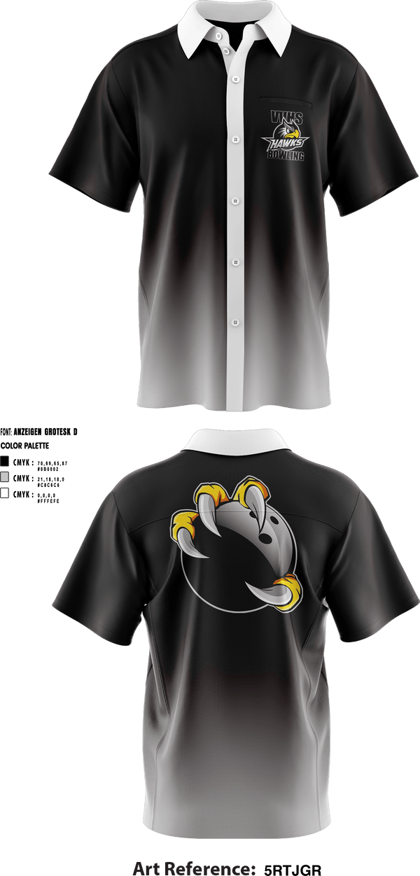 Short Sleeve Bowling Jersey, Volcano Vista Hawks, Bowling, Teamtime, Team time, sublimation, custom sports apparel, team uniforms, spirit wear, spiritwear, sports uniforms, custom shirts, team store, custom team store, fundraiser sports, apparel fundraiser