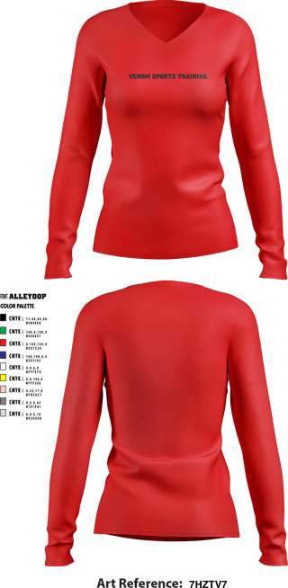 Women's Long Sleeve Vneck Shirt, Venom Sports Training, Men's Basketball, Teamtime, Team time, sublimation, custom sports apparel, team uniforms, spirit wear, spiritwear, sports uniforms, custom shirts, team store, custom team store, fundraiser sports, apparel fundraiser