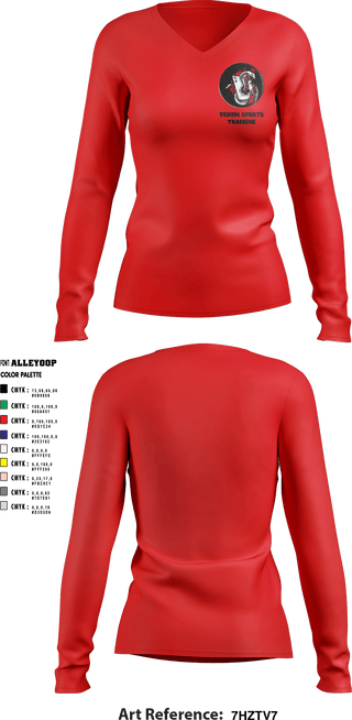 Women's Long Sleeve Vneck Shirt, Venom Sports Training, Men's Basketball, Teamtime, Team time, sublimation, custom sports apparel, team uniforms, spirit wear, spiritwear, sports uniforms, custom shirts, team store, custom team store, fundraiser sports, apparel fundraiser