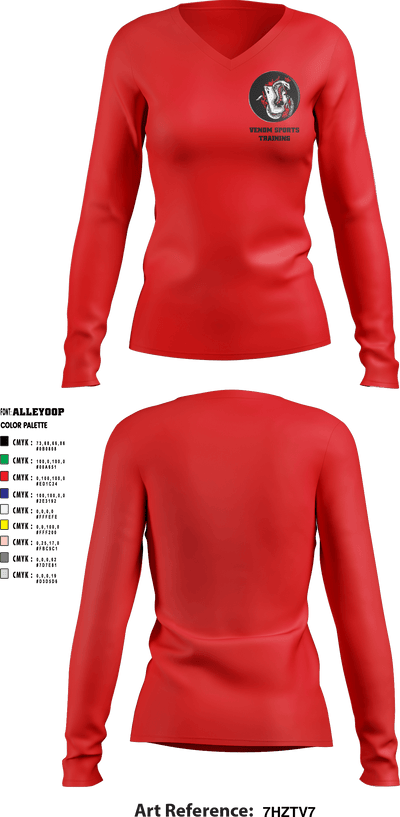Venom Sports Training 59845358 Women's Long Sleeve V-neck Shirt - 3 (1)