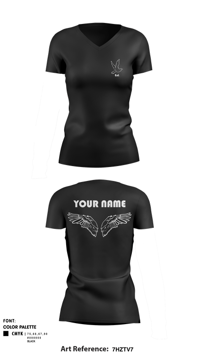 EnL 22806927 Women's Short Sleeve V-neck Shirt - 1
