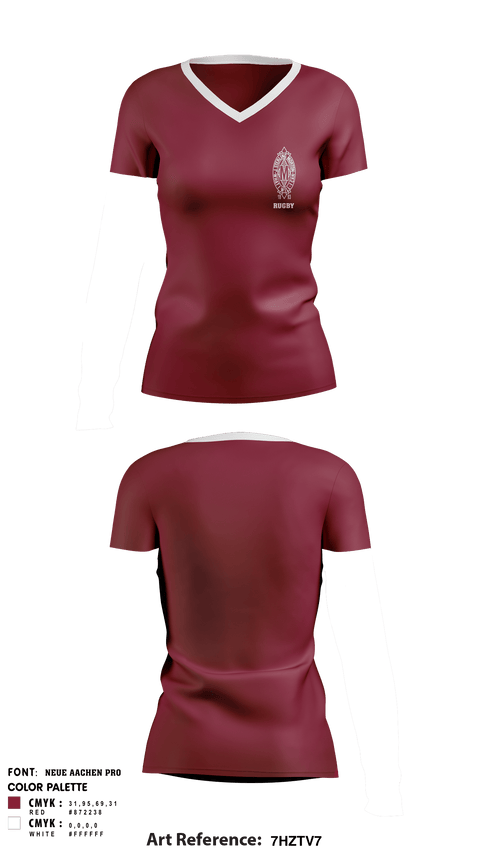 Women's Short Sleeve Vneck Shirt, Morton West High School Rugby, Rugby, Teamtime, Team time, sublimation, custom sports apparel, team uniforms, spirit wear, spiritwear, sports uniforms, custom shirts, team store, custom team store, fundraiser sports, apparel fundraiser