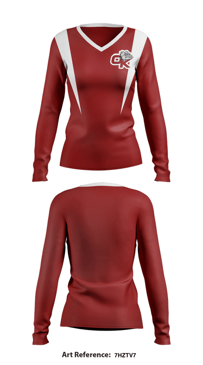 Okanogan High School Cheer 9964188 Women's Long Sleeve V-neck Shirt - 1