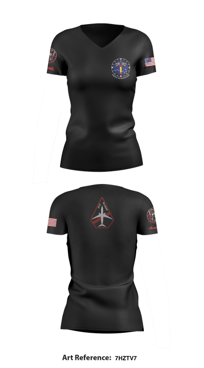 VP-10 Red Lancers 78238419 Women's Short Sleeve V-neck Shirt - 1