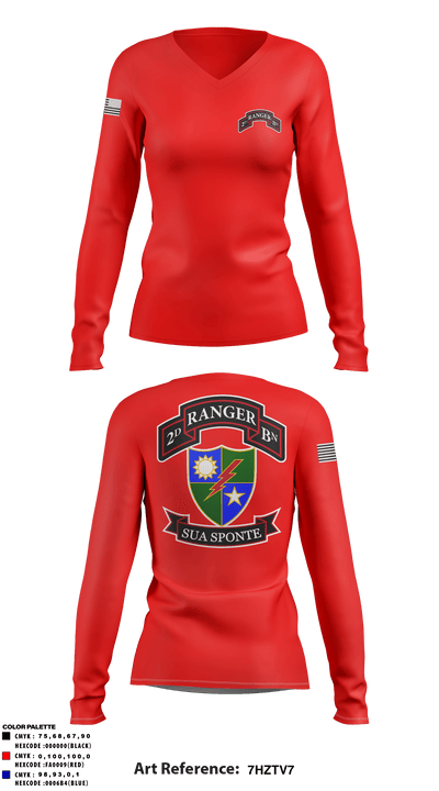 2nd Ranger Battalion 70049329 Women's Long Sleeve V-neck Shirt - 2
