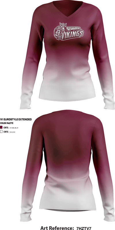 Danville High School Golf 22144518 Women's Long Sleeve V-neck Shirt - 1