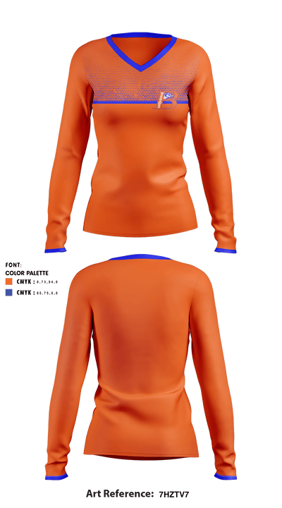 Bloomfield High School 25832880 Women's Long Sleeve V-neck Shirt - 1
