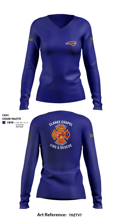 Clarks Chapel Fire & Rescue 66405091 Women's Long Sleeve V-neck Shirt - 4