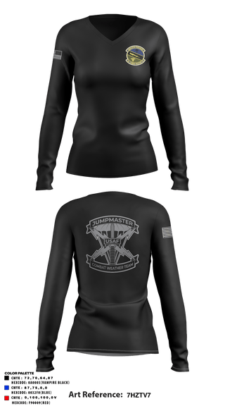 Women's Long Sleeve Vneck Shirt, , Air Force, Teamtime, Team time, sublimation, custom sports apparel, team uniforms, spirit wear, spiritwear, sports uniforms, custom shirts, team store, custom team store, fundraiser sports, apparel fundraiser