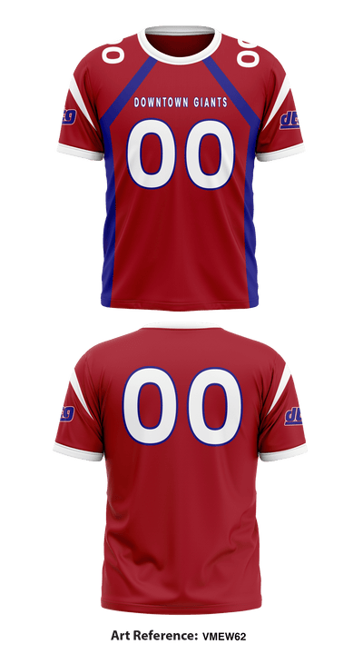 Downtown Giants Youth Football 68980247 Short Sleeve Performance Shirt - 6