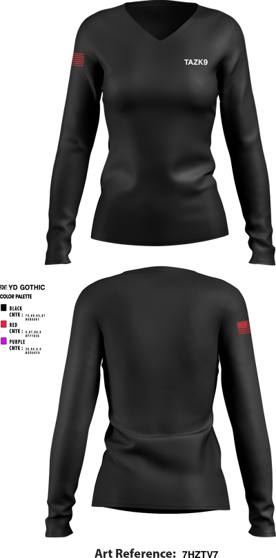 Tazk9 79601909 Women's Long Sleeve V-neck Shirt - 1