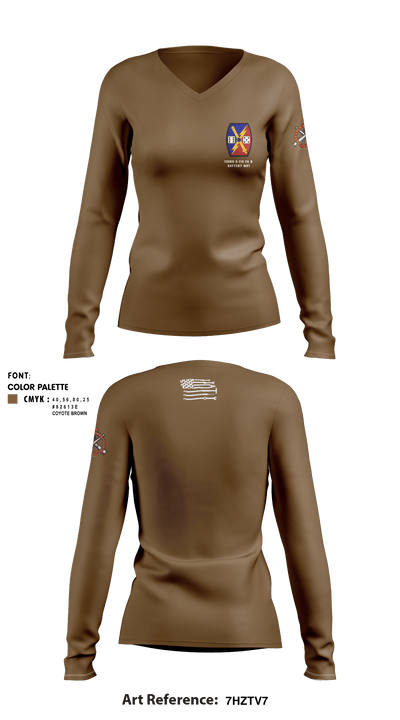 732nd 5-113 FA B Battery MST 32586905 Women's Long Sleeve V-neck Shirt - 2