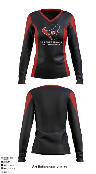 La Porte Texans And Darlings 74091330 Women's Long Sleeve V-neck Shirt - 1