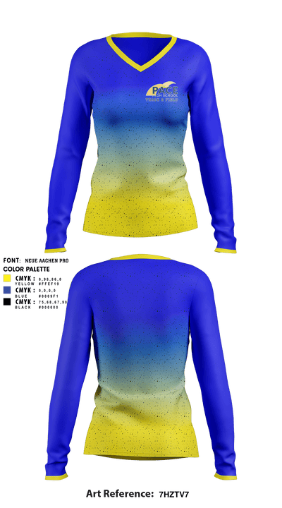 Pace Track & Field 65593102 Women's Long Sleeve V-neck Shirt - 2