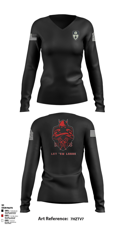 3rd PLT Diablos 55800262 Women's Long Sleeve V-neck Shirt - 1