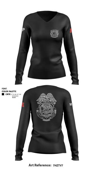 1057th MP CO. 88683040 Women's Long Sleeve V-neck Shirt - 1