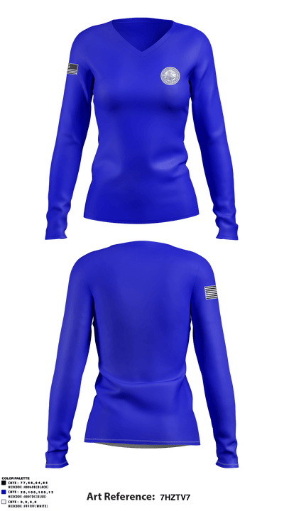 FDC HONOLULU 35699895 Women's Long Sleeve V-neck Shirt - 2
