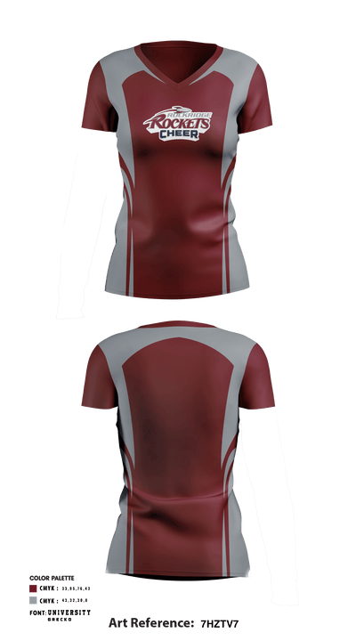 Rockridge High School Cheer 75041057 Women's Short Sleeve V-neck Shirt - 1