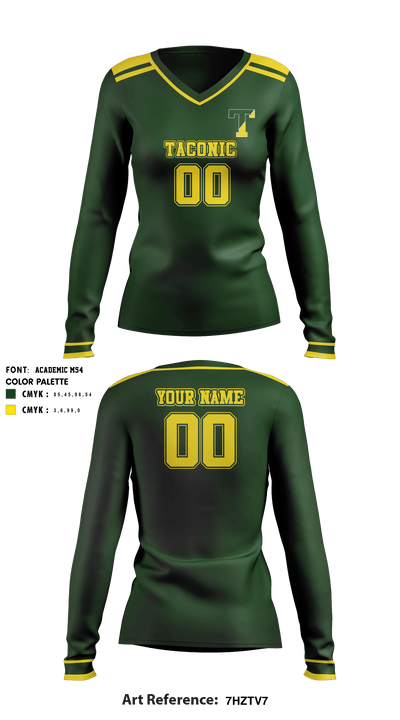 Taconic High School Volleyball 26091009 Women's Long Sleeve V-neck Shirt - 1