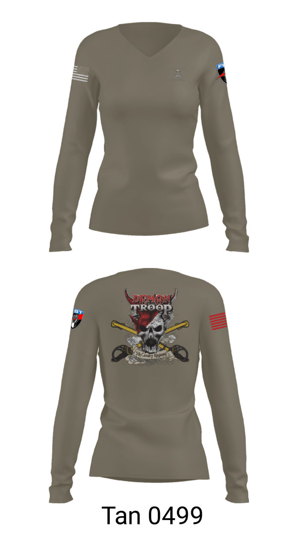 Women's Long Sleeve Vneck Shirt, , Army, Teamtime, Team time, sublimation, custom sports apparel, team uniforms, spirit wear, spiritwear, sports uniforms, custom shirts, team store, custom team store, fundraiser sports, apparel fundraiser
