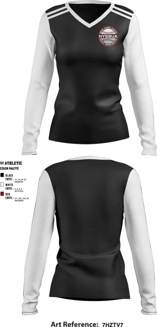 Women's Long Sleeve Vneck Shirt, New York State Baseball Umpires Association, Baseball, Teamtime, Team time, sublimation, custom sports apparel, team uniforms, spirit wear, spiritwear, sports uniforms, custom shirts, team store, custom team store, fundraiser sports, apparel fundraiser