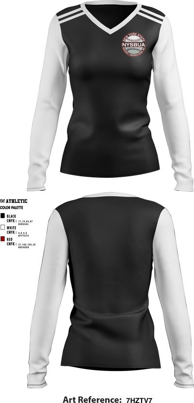 New York State Baseball Umpires Association 32208810 Women's Long Sleeve V-neck Shirt - 1