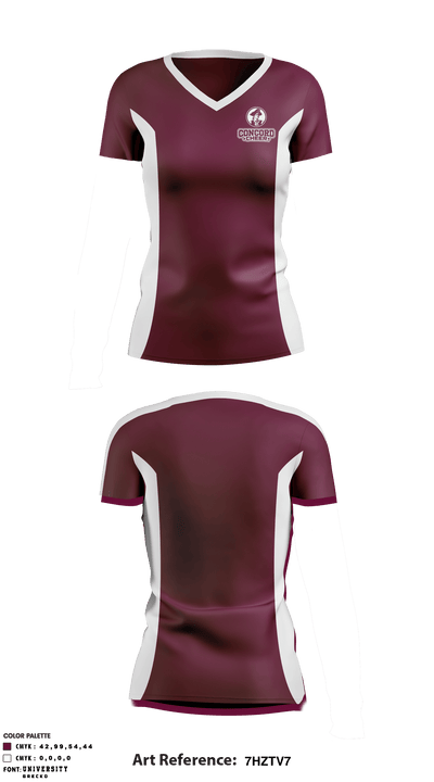 Concord High School Cheer 35438059 Women's Short Sleeve V-neck Shirt - 1