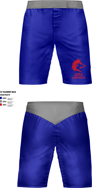 Fight Shorts, Chisholm Wolf Pack Wrestling Club, Wrestling, Teamtime, Team time, sublimation, custom sports apparel, team uniforms, spirit wear, spiritwear, sports uniforms, custom shirts, team store, custom team store, fundraiser sports, apparel fundraiser