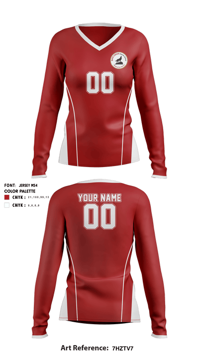 Days Creek Middle School Volleyball 3108474 Women's Long Sleeve V-neck Shirt - 1