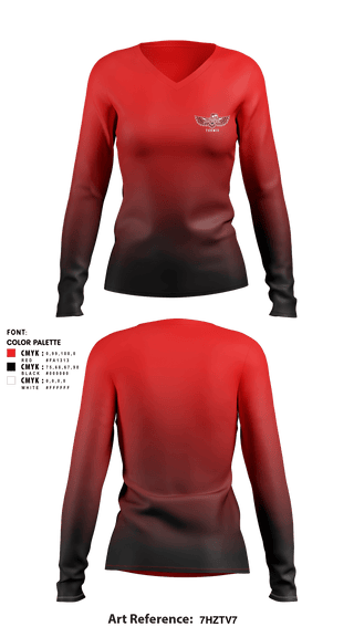 Women's Long Sleeve Vneck Shirt, Renton Redhawks, Tennis, Teamtime, Team time, sublimation, custom sports apparel, team uniforms, spirit wear, spiritwear, sports uniforms, custom shirts, team store, custom team store, fundraiser sports, apparel fundraiser