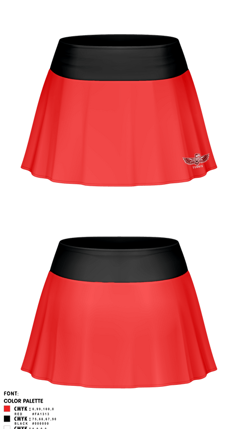 Skort, Renton Redhawks, Tennis, Teamtime, Team time, sublimation, custom sports apparel, team uniforms, spirit wear, spiritwear, sports uniforms, custom shirts, team store, custom team store, fundraiser sports, apparel fundraiser