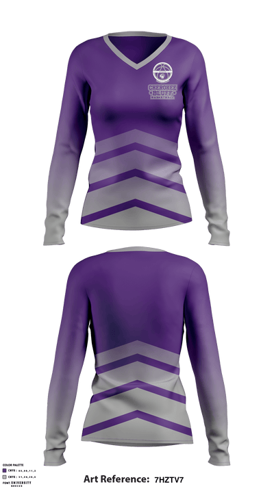 Cherokee Bluff High School Basketball 34197099 Women's Long Sleeve V-neck Shirt - 1
