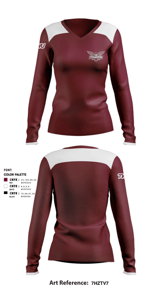 Women's Long Sleeve Vneck Shirt, Texas Woman's University Softball, Softball, Teamtime, Team time, sublimation, custom sports apparel, team uniforms, spirit wear, spiritwear, sports uniforms, custom shirts, team store, custom team store, fundraiser sports, apparel fundraiser