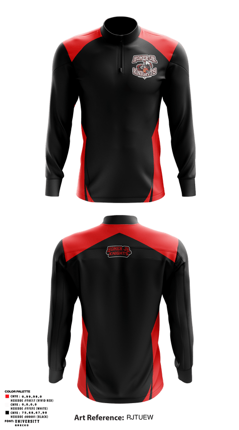 Quarter Zip Jacket, Homer Jr. Knights, Men's Basketball, Teamtime, Team time, sublimation, custom sports apparel, team uniforms, spirit wear, spiritwear, sports uniforms, custom shirts, team store, custom team store, fundraiser sports, apparel fundraiser