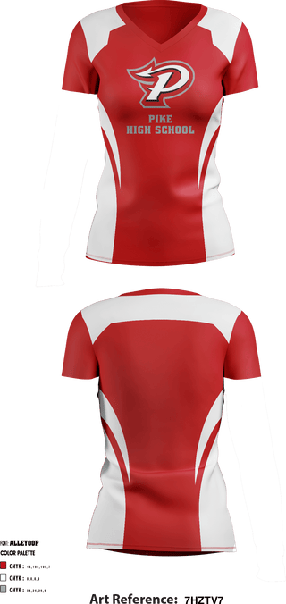 Women's Short Sleeve Vneck Shirt, Pike High School, School Spirit Store, Teamtime, Team time, sublimation, custom sports apparel, team uniforms, spirit wear, spiritwear, sports uniforms, custom shirts, team store, custom team store, fundraiser sports, apparel fundraiser