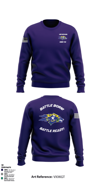 USS NEVADA SSBN 733 65073503 Crew Neck Sweatshirt - 2